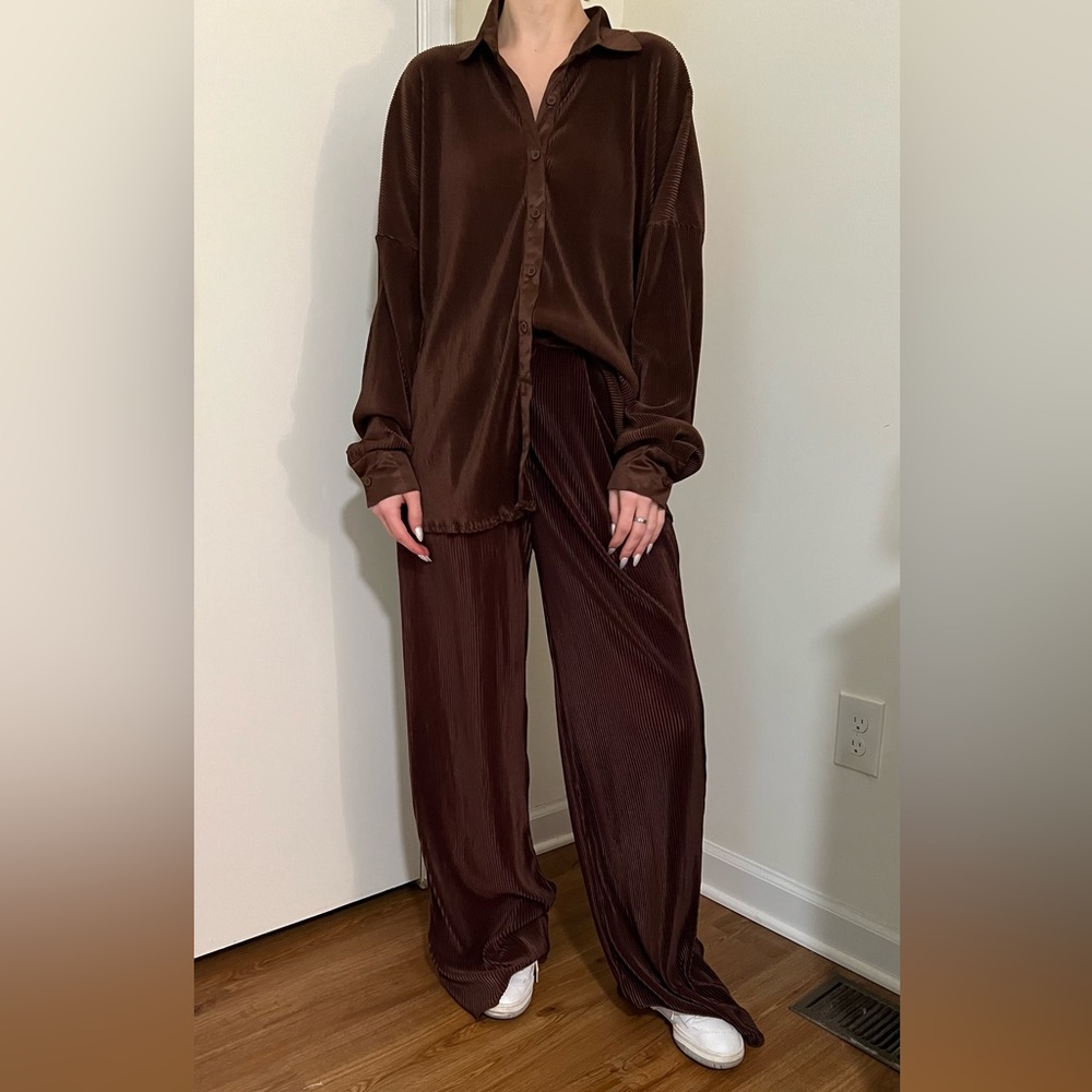 nasty gal plisse set